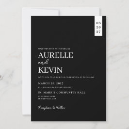 Convites Minimalist Simple Elegant Black QR Code Wedding