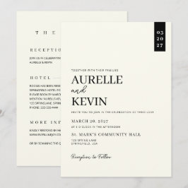 Convites Minimalist Simple Elegant Ivory QR Code Wedding 