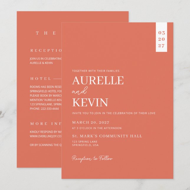 Convites Minimalist Simple Elegant QR Code Wedding (Frente/Verso)