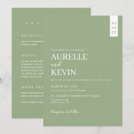 Convites Minimalist Simple Elegant Sage QR Code Wedding