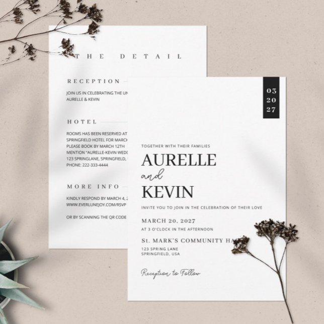 Convites Minimalist Simple Elegant White QR Code Wedding  (Criador carregado)