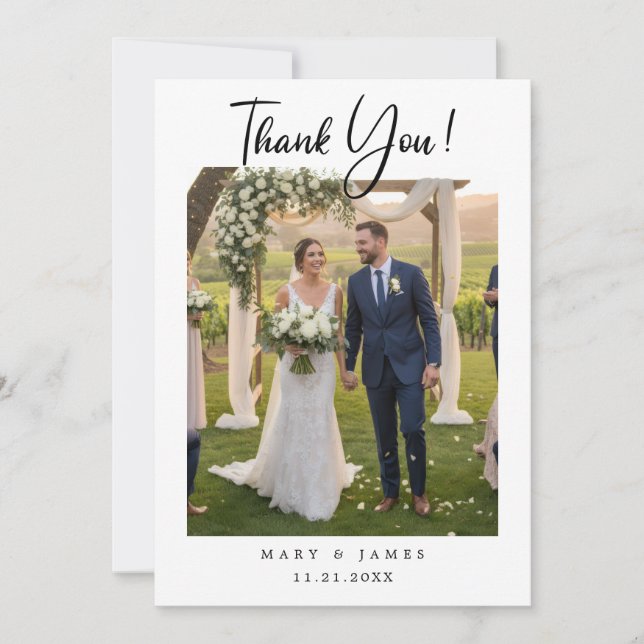 Convites Minimalist Simple Script with Heart Wedding Photo (Frente)