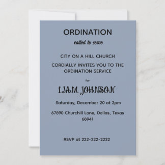 Convites Minimalist Slate Blue Ordination Invitation