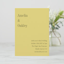 Convites Minimalist Soft Yellow Elegant Chic Modern Wedding