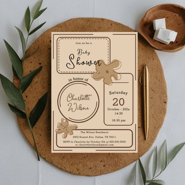 Convites Minimalist Style Flower Notes Baby Shower (Criador carregado)