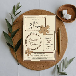 Convites Minimalist Style Flower Notes Baby Shower