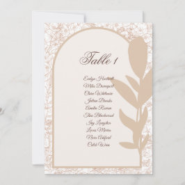 Convites Minimalist Tan Botanical Arch Seating Chart Card
