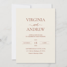 Convites Minimalist Terracotta Wedding Monogram