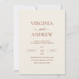 Convites Minimalist Terracotta Wedding Monogram