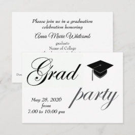 Convites Minimalist Text College Graduation Party 