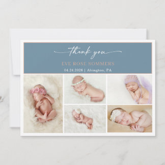 Convites Minimalist Thank You Baby Photo Announcement Card