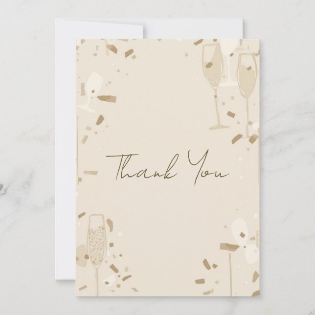 Convites Minimalist Thank You Card | Modern Beige & Ivory (Frente)