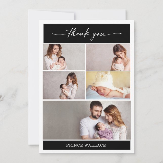 Convites Minimalist Thank You Photo Baby Announcement Card (Frente)