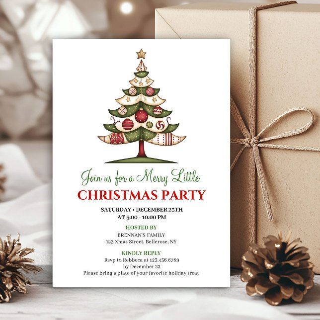 Convites Minimalist unique Christmas tree festive invites (Minimalist unique Christmas tree festive invitation)