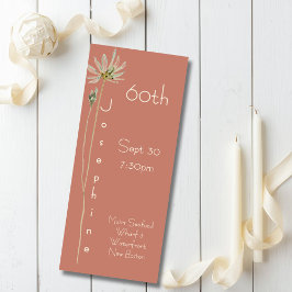 Convites Minimalist Vertical Floral Muted Terracotta 60th 