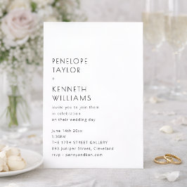 Convites Minimalist Vintage Typography Black White Wedding