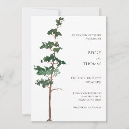 Convites Minimalist Watercolor Spruce Wedding