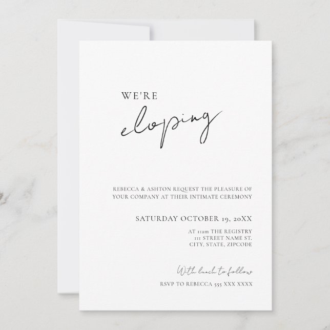 Convites Minimalist Wedding Elopement Invitation (Frente)