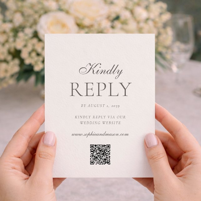 Convites Minimalist Wedding RSVP Card with QR Code (Criador carregado)