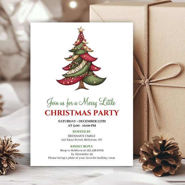 Convites Minimalist whimsical Christmas tree holiday invite (Minimalist whimsical Christmas tree holiday invite)