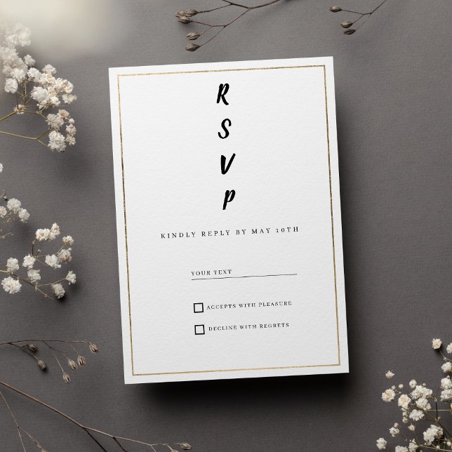 Convites Minimalist white and gold typography RSVP (Minimalist white and gold typography RSVP)