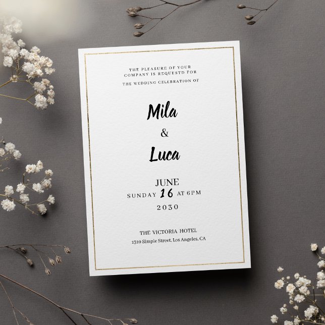 Convites Minimalist white and gold typography Wedding (Minimalist white and gold typography Wedding )