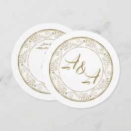 Convites Minimalist White and Gold Wedding Invitation