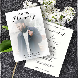 Convites Minimalist White Transparent Overlay Photo Funeral