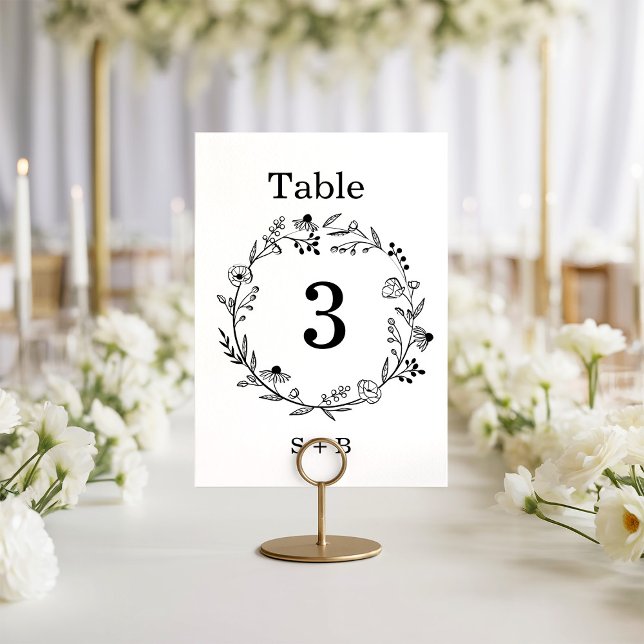 Convites minimalist Wildflower Wreath Folk Rustic Wedding  (Criador carregado)