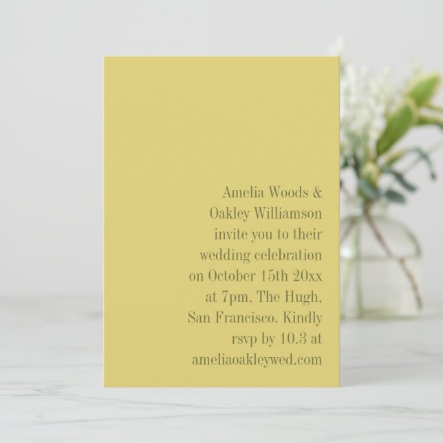 Convites Minimalist Yellow Elegant Stylish Modern Wedding (Em pé/Frente)