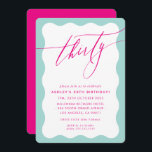 Convites MINIMALISTA 30 de onda caligráfica, menta rosa<br><div class="desc">por kat massard / WWW.SIMPLYSWEETPAPERIE.COM Adorem o design,  mas gostariam de ver algumas mudanças - outro esquema de cores,  produto,  adicionar uma fotografia ou adaptar para uma ocasião diferente - sem preocupações,  simplesmente contactem-me,  kat@simplysweetPAPERIE.com Tenho o prazer de ajudar!</div>