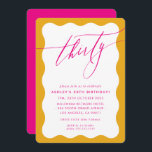 Convites MINIMALISTA 30 de onda caligráfica rosa-amarelo<br><div class="desc">por kat massard / WWW.SIMPLYSWEETPAPERIE.COM Adorem o design,  mas gostariam de ver algumas mudanças - outro esquema de cores,  produto,  adicionar uma fotografia ou adaptar para uma ocasião diferente - sem preocupações,  simplesmente contactem-me,  kat@simplysweetPAPERIE.com Tenho o prazer de ajudar!</div>