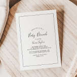 Convites Minimalista Baby Brunch<br><div class="desc">Este convite minimalista para bebês é perfeito para um simples chá de fraldas. A design romântica moderna apresenta a tipografia clássica, em preto e branco, emparelhada com uma caligrafia rústica, mas elegante, com estilo voltado para a mão. Personalizável em qualquer cor. Mantenha o design simples e elegante, como está, ou...</div>