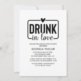 Convites Minimalista Black "Bêbada de Amor" despedida de so