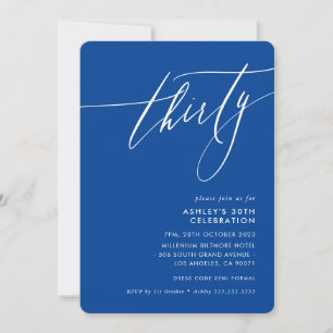 Convites MINIMALISTA Caligrafia elegante 30 azul