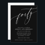 Convites MINIMALISTA Caligrafia elegante aniversário de 40<br><div class="desc">por kat massard / WWW.SIMPLYSWEETPAPERIE.COM Adorem o design,  mas gostariam de ver algumas mudanças - outro esquema de cores,  produto,  adicionar uma fotografia ou adaptar para uma ocasião diferente - sem preocupações,  simplesmente contactem-me,  kat@simplysweetPAPERIE.com Tenho o prazer de ajudar!</div>
