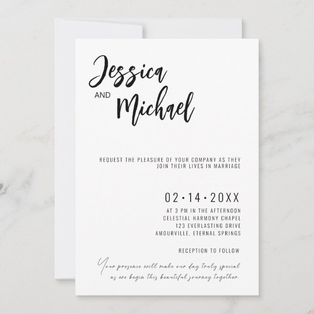 Convites 💍 Minimalista Casamento Elegante  (Frente)