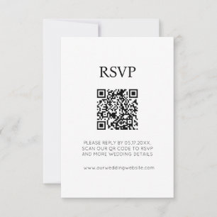 Convites Minimalista Chique RSVP de Casamento Preto e Branc