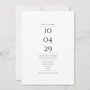 Convites Minimalista Data de Casamento Preto e Branco Tudo 