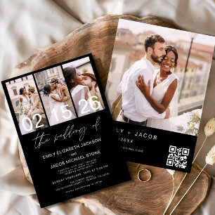 Convites Minimalista de Casamento de Código QR de Foto Pret