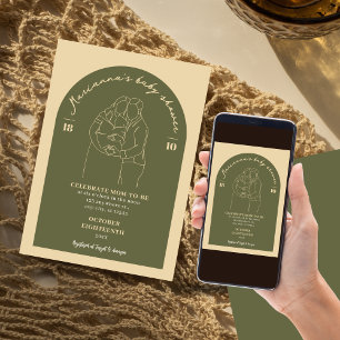 Convites Minimalista do Chá de fraldas de Arte Verde da Lin