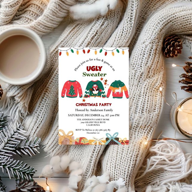 Convites Minimalista do Ugly Sweater (Criador carregado)