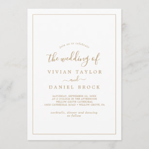 Convites Minimalista Dourado O Casamento De