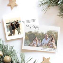 Convites Minimalista duas fotos preto branco Feliz Natal