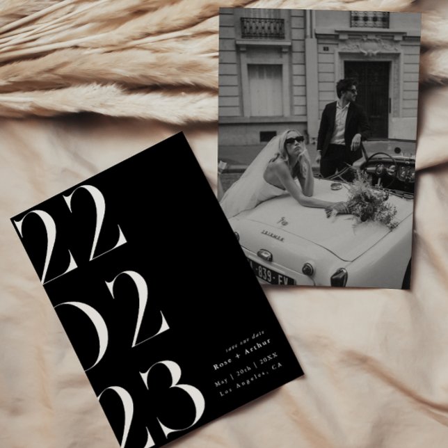 Convites Minimalista e chic preto e branco Save the date (Criador carregado)