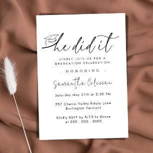 Convites Minimalista Ele Fez Festa de formatura moderna