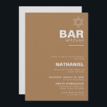 Convites Minimalista Elegante Bar Brown Formal Mitzvah<br><div class="desc">Este convite à bar marrom mitzvah,  elegante e minimalista,  é perfeito para uma celebração tradicional de eventos religiosos. A design apresenta uma bela fonte em um fundo branco marrom para complementar seu evento.</div>