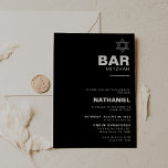 Convites Minimalista Elegante - Bar Preto Formal Mitzvah<br><div class="desc">Este convite à bar negro mitzvah,  elegante e minimalista,  é perfeito para uma celebração tradicional de eventos religiosos. O design apresenta uma bela fonte em um fundo branco preto para complementar seu evento.</div>