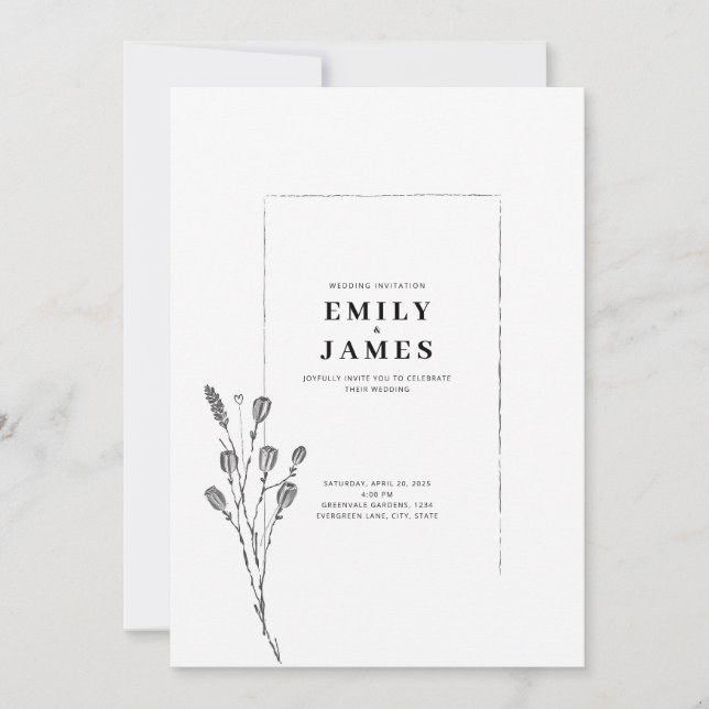 Convites Minimalista Floral Elegante (Frente)