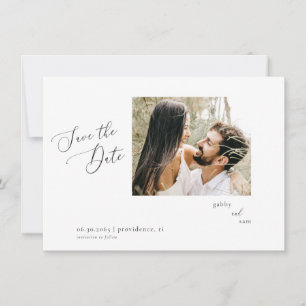 Convites Minimalista Foto Branco Casamento Salvar a Data QR
